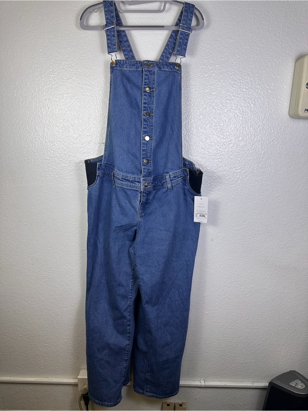 Isabel by Ingrid & Isabel Blue Denim Wide-Leg Overall Jumpsuit 16 Pockets